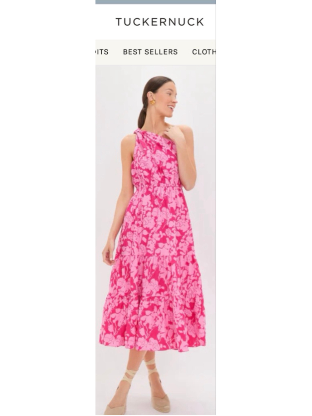 NWT Tuckernuck Hyacinth House Pink Floral One Shoulder Midi Dress L Sold Out!